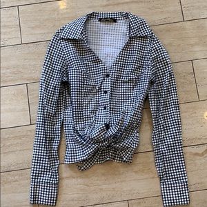 Black and white gingham long sleeve shirt